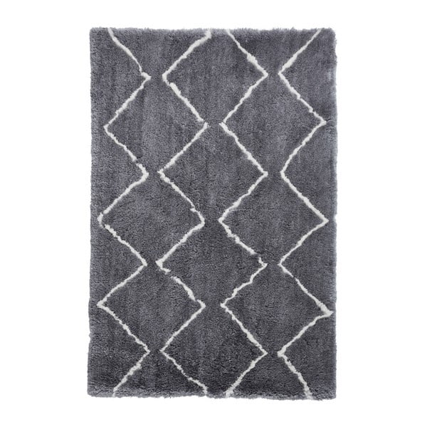 Pilkos ir smėlio spalvos rankomis siūtas kilimas Think Rugs Morocco Grey & Cream, 150 x 230 cm