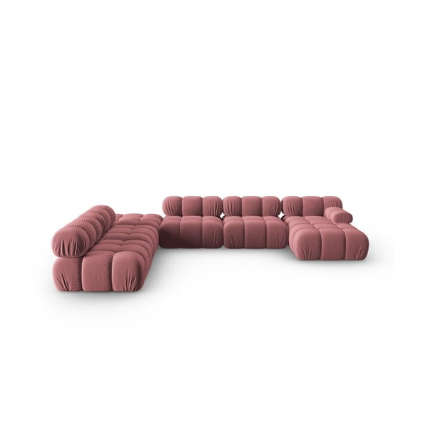 Sofa rožinės spalvos iš velveto 379 cm Bellis – Micadoni Home