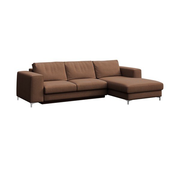 Rudos spalvos iš velveto sulankstoma/su sandėliavimo vieta kampinė sofa (su dešiniuoju kampu/su gultu) Rene – Rodier-image-2
