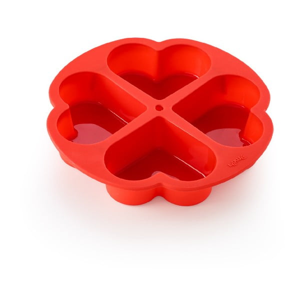 Raudona silikoninė širdelės formos torto pertvara Lékué, ⌀ 25 cm