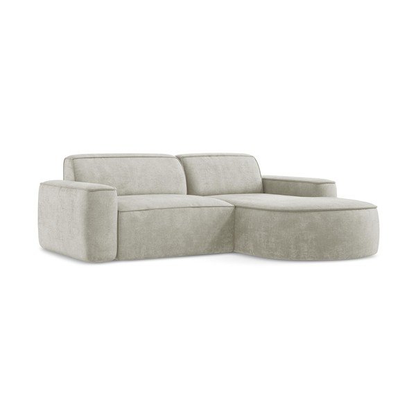 Kreminės spalvos iš šenilinio audinio kampinė sofa (su dešiniuoju kampu/su gultu) Omao – Makamii-image-3