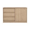 Natūralios spalvos šoninė spintelė iš ąžuolo su stumdomomis durimis 119x76x50 cm Naia – Tvilum