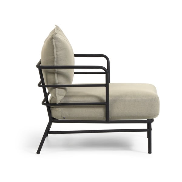 Smėlio spalvos sodo krėslas su metaline konstrukcija Kave Home Mareluz-image-2