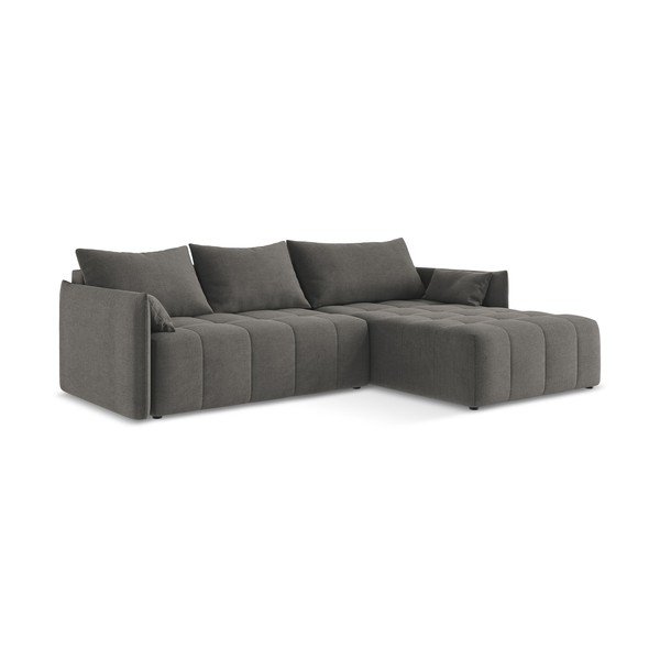 Tamsiai pilkos spalvos sulankstoma/su sandėliavimo vieta kampinė sofa (su dešiniuoju kampu/su gultu) Moku – Makamii-image-2