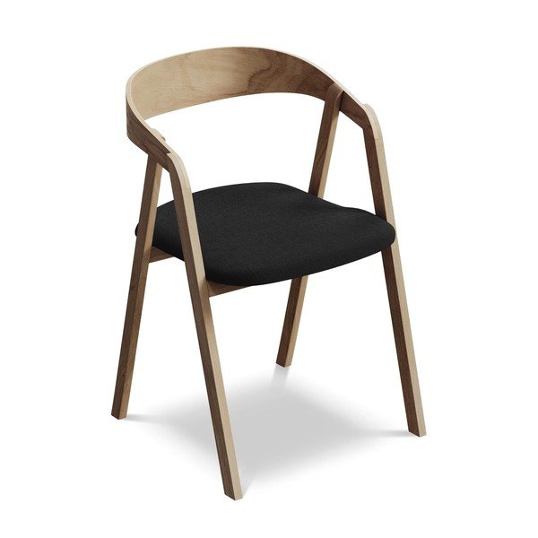 Juodos spalvos iš medienos masyvo valgomojo kėdė Erika – Makamii