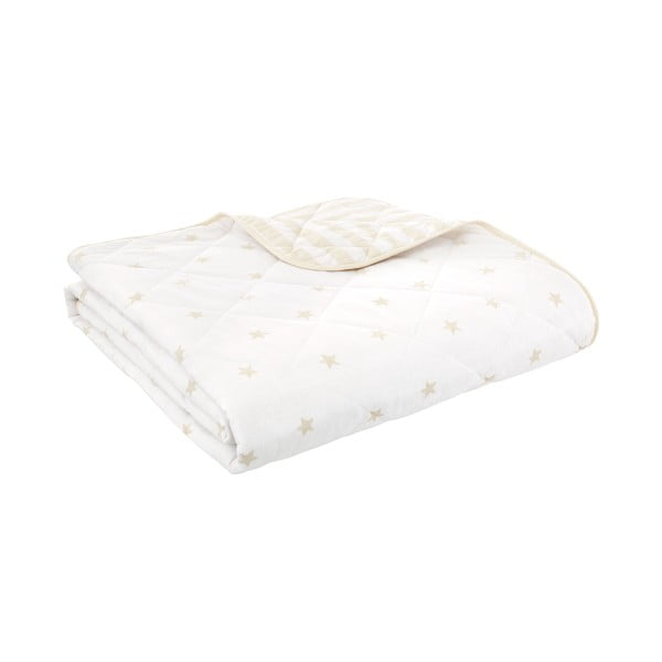 Baltos spalvos/smėlio spalvos iš medvilnės dygsniuota vaikiška lovatiesė 135x190 cm Mini Star & Stripes – Bianca