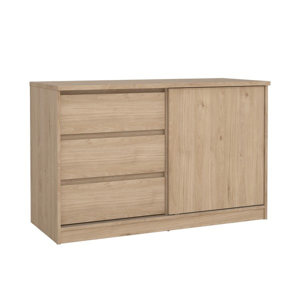 Natūralios spalvos šoninė spintelė iš ąžuolo su stumdomomis durimis 119x76x50 cm Naia – Tvilum-image-3