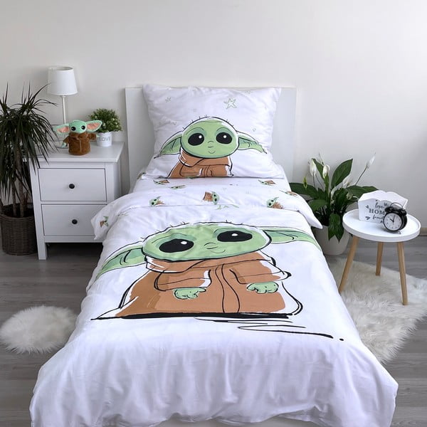 Viengulė vaikiška patalynė iš medvilnės 140x200 cm Star Wars Baby Yoda – Jerry Fabrics-image-1