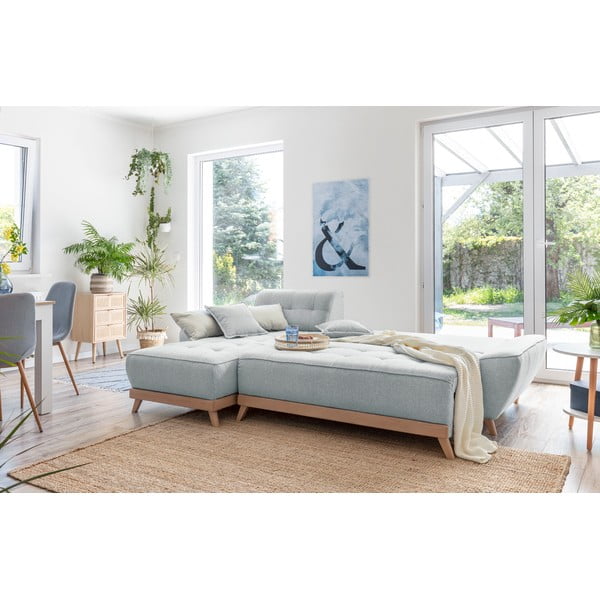 Šviesiai pilka sulankstoma kampinė sofa Miuform Dazzling Daisy-image-4