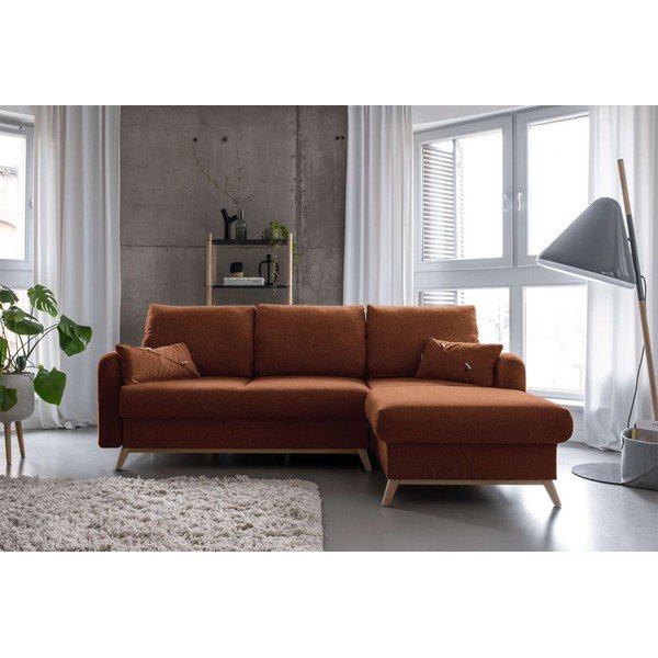 Oranžinės spalvos sofa-lova Miuform Scandic Lagom, dešinysis kampas-image-1