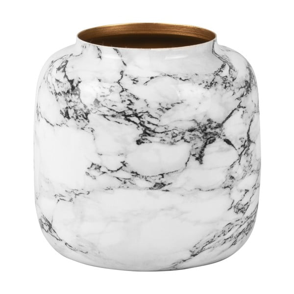 Balta-juoda geležinė žvakidė PT LIVING Marble, aukštis 19,5 cm