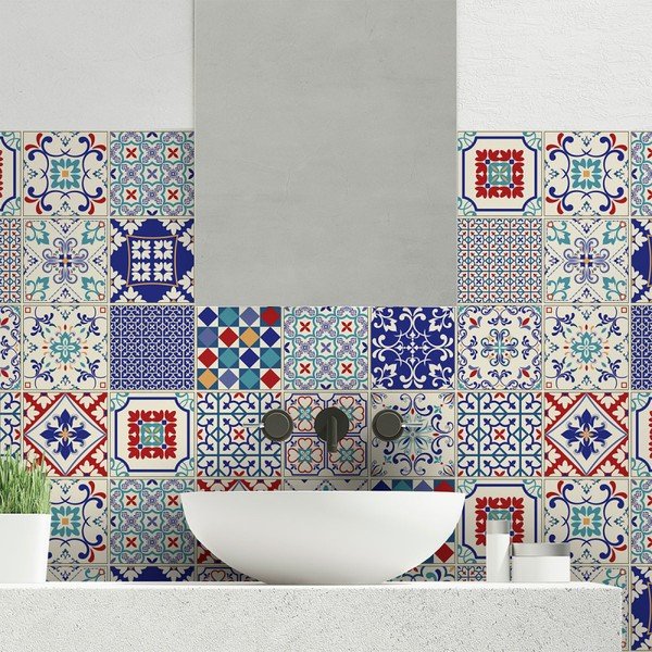24 sieninių lipdukų rinkinys Ambiance Wall Decal Cement Tiles Azulejos Sofiana, 10 x 10 cm-image-1