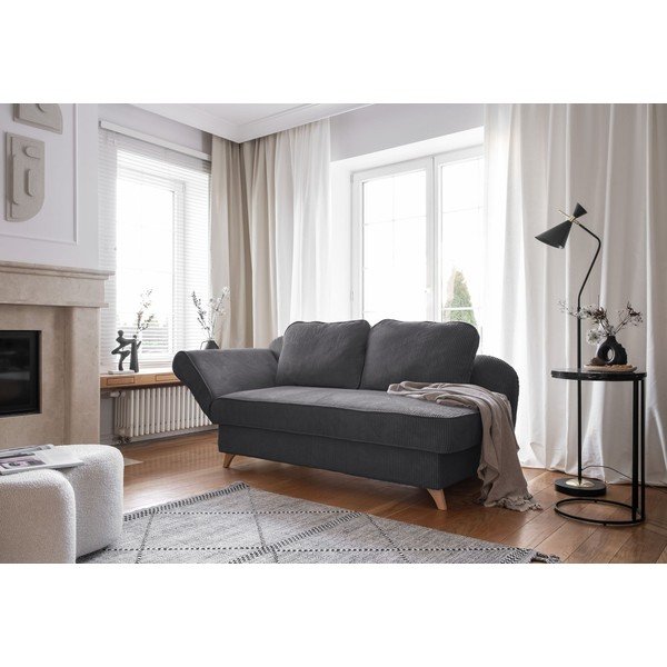 Pilkos spalvos iš kordinio velveto gultas (su kairiuoju kampu) Chic Charlotte – Miuform-image-1