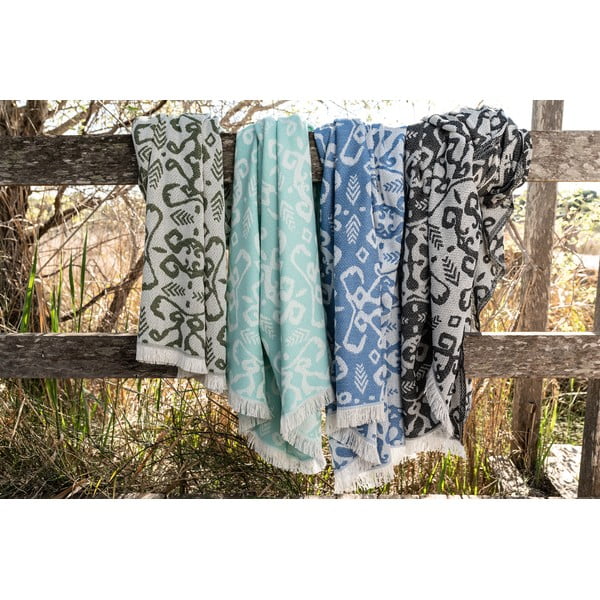 Tamsiai žalias medvilninis pledas Euromant Summer Linen, 140 x 180 cm-image-4