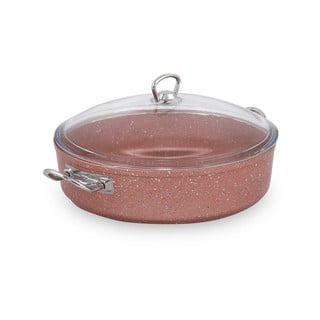 Rožinis aliuminio puodas su dangčiu Güral Porselen Classic, ø 28 cm