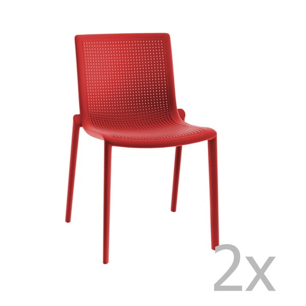 2 raudonų sodo kėdžių rinkinys "Resol Beekat Simple