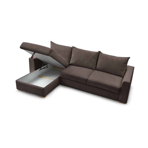 Iš kordinio velveto sulankstoma kampinė sofa rudos spalvos (kintama) Augustin – Bobochic Paris-image-4