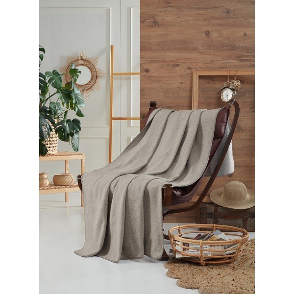 Pilkos spalvos fleece tipo antklodė ir pledas 130x170 cm Brighton – Mijolnir-image-1