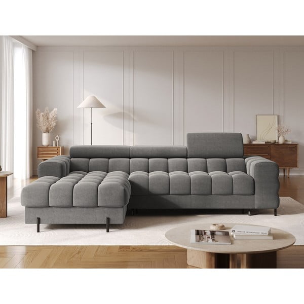 Taupe spalvos iš velveto sulankstoma/su sandėliavimo vieta kampinė sofa (su kairiuoju kampu/su gultu) Felro – ELTAP-image-1