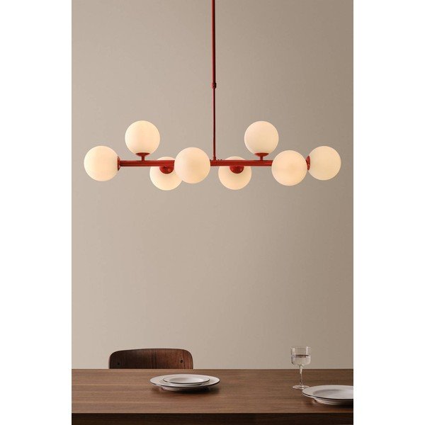 Raudonos spalvos/baltos spalvos lubinis šviestuvas iš opalinio stiklo 30x104 cm Ekman – Jotex-image-1