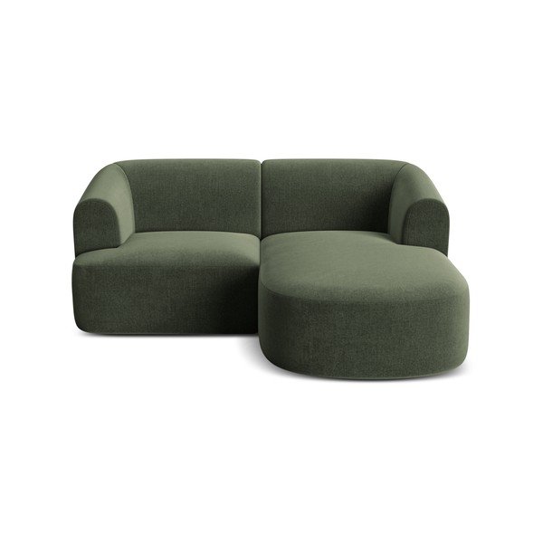 Žalios spalvos kampinė sofa iš velveto (su dešiniuoju kampu/su gultu) Campi – Cosmopolitan Design-image-3