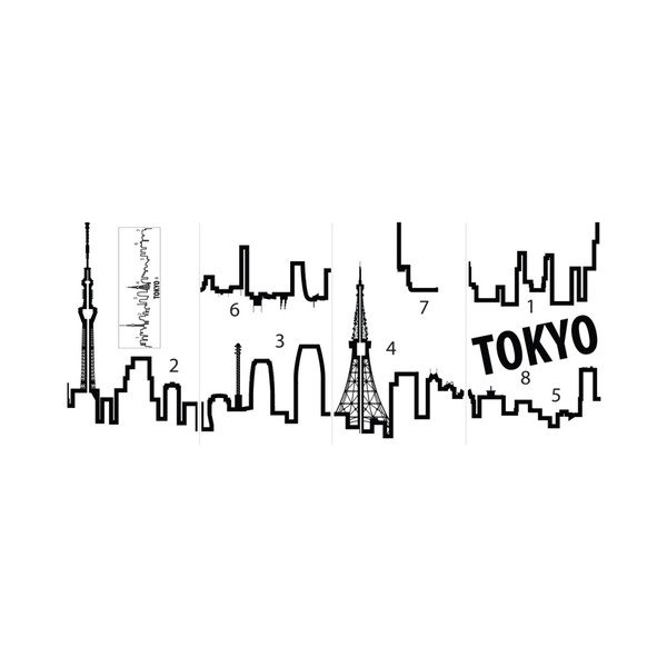 Miesto kontūro formos lipdukas ant sienos Ambiance Tokyo-image-2