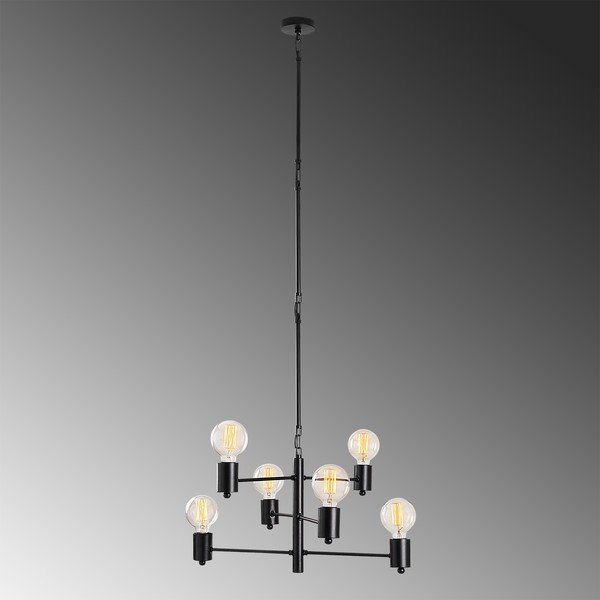 Juodas pakabinamas šviestuvas 6 lemputėms Opviq lights Hexa Long-image-1