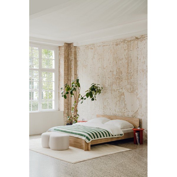Natūralios spalvos dvigulė lova iš medžio drožlių plokštės/iš faneros iš ąžuolo su lovos grotelėmis 140x200 cm Valt – noo.ma-image-3