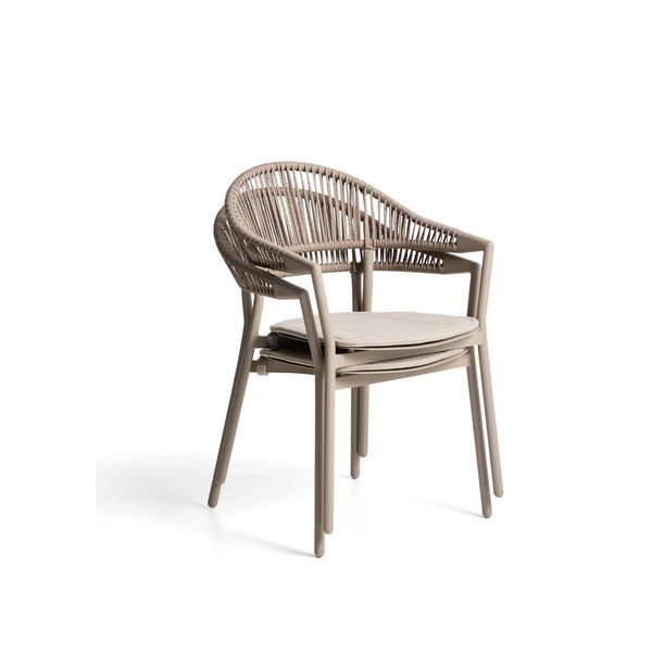 Taupe spalvos paminkštinto audinio sodo kėdė Alimia – Kave Home-image-2