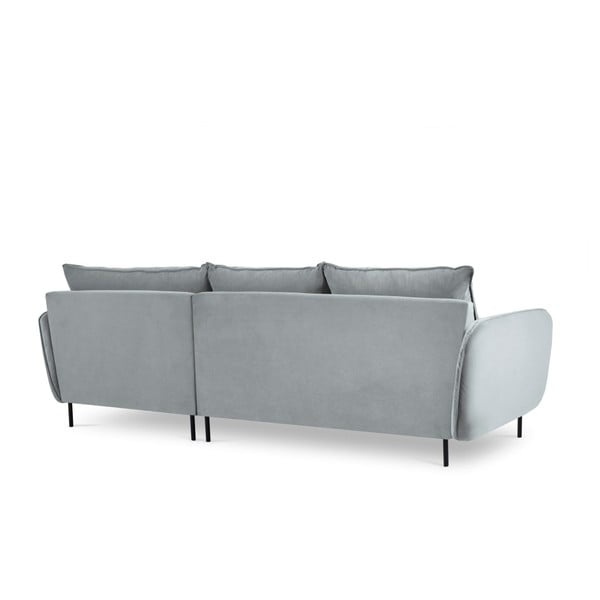 Šviesiai pilka aksominė kampinė sofa Cosmopolitan Design Vienna, dešinysis kampas-image-4