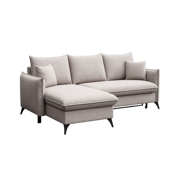 Pilkos spalvos iš boucle sulankstoma/su sandėliavimo vieta kampinė sofa (su kairiuoju kampu/su gultu) Brim – Rodier-image-2