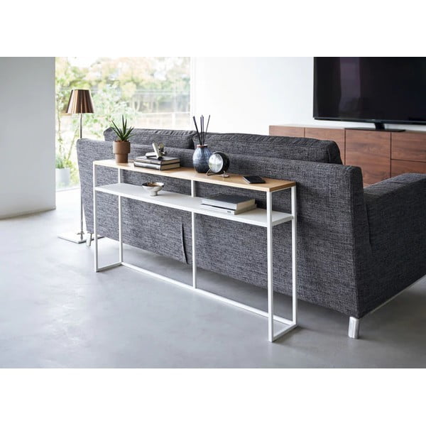 Konsolinis staliukas baltos spalvos/šviesiai rudos spalvos iš uosio 20,5x126 cm Tower – YAMAZAKI-image-1
