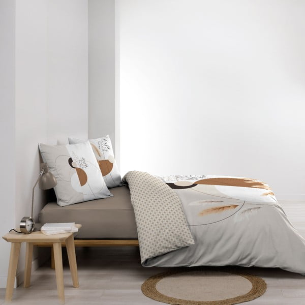 Baltos spalvos/smėlio spalvos iš medvilnės dvigulė/itin ilga patalynė 240x220 cm Natacha – douceur d'intérieur-image-4