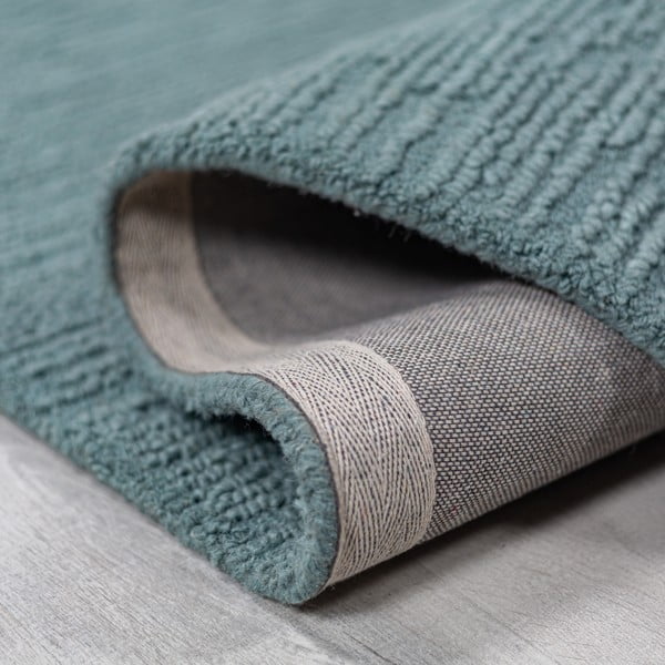 Rankų darbo pilkai mėlynos spalvos iš vilnos kilimas 120x170 cm Harris Boucle – Flair Rugs-image-3