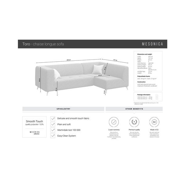 Turkio spalvos kampinė sofa MESONICA Toro, dešinysis kampas-image-4