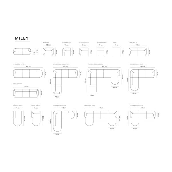 Pilka sofa 259 cm Miley - Micadoni Home-image-4