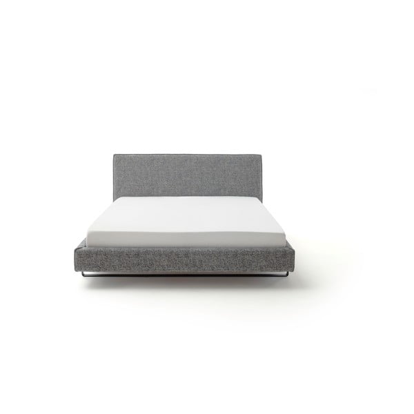 Pilkos spalvos dvigulė lova audiniu dengta be grotelių 180x200 cm La Gomera – Meise Möbel-image-2