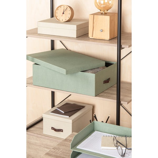 Daiktadėžės iš kartono mėtų spalvos su dangčiu 3 vnt. 31x47x15 cm Inge – Bigso Box of Sweden-image-1