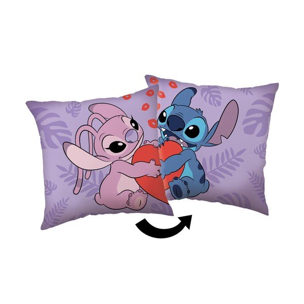 Fleece tipo vaikiška pagalvė 40x40 cm Lilo and Stitch "Kiss" – Jerry Fabrics