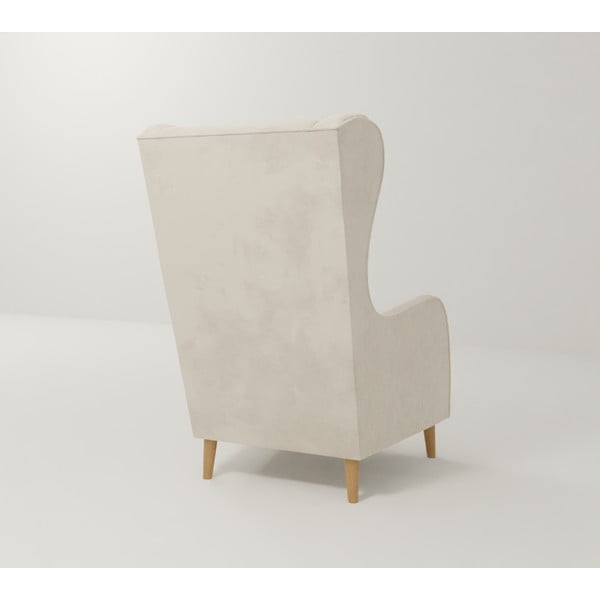 Krėslas kreminės spalvos su atlošu iš velveto Carole – Ropez-image-2