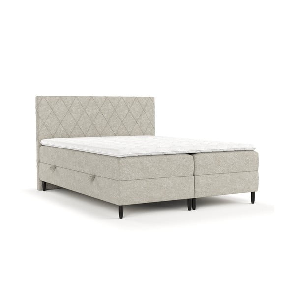Spyruoklinė lova pilkos spalvos/smėlio spalvos su sandėliavimo vieta 180x200 cm Gwen – Maison de Rêve