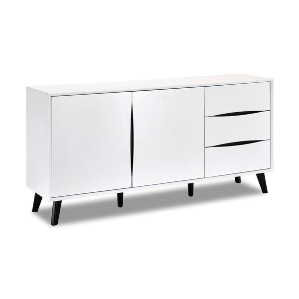 Žema šoninė spintelė baltos spalvos 160x80 cm Lyon – Furnhouse-image-2