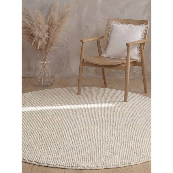 Rankų darbo kreminės spalvos iš vilnos apvalios formos kilimas ø 200 cm Richmond Diana – Ted Baker-image-1