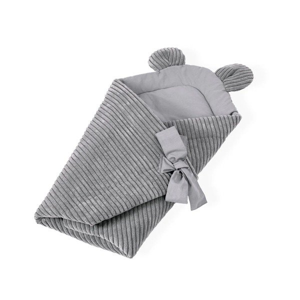 Pilkos spalvos iš kordinio velveto kūdikio vystyklas 35x65 cm – Meowbaby-image-1