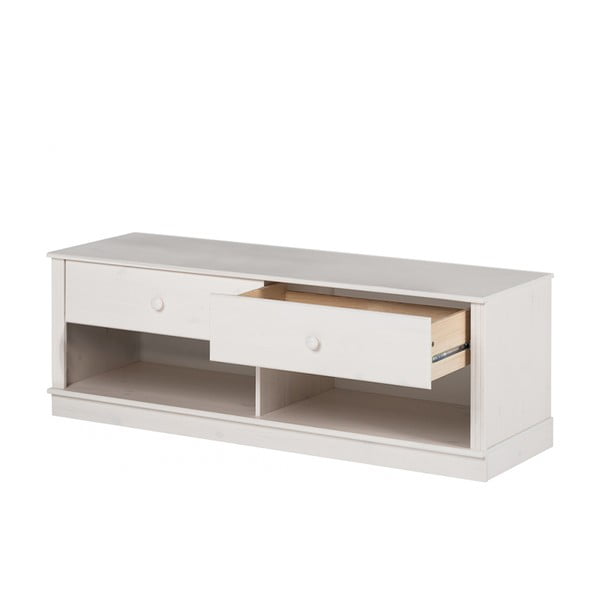 Iš pušies masyvo TV spintelė baltos spalvos 137x47 cm Anita – Støraa-image-3