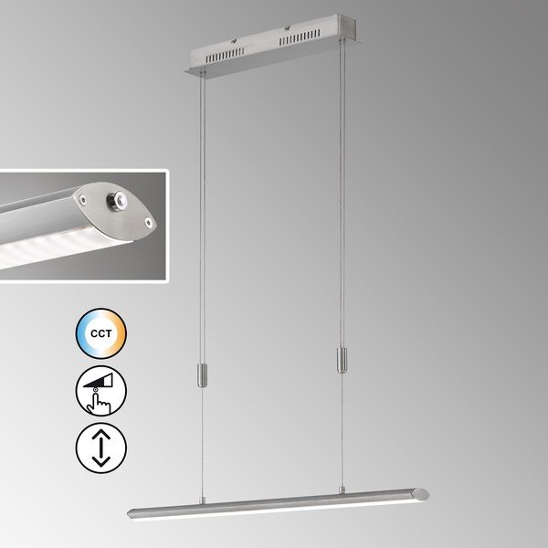 Iš metalo kabantis šviestuvas sidabrinės spalvos LED su pritemdymo funkcija Beat – Fischer & Honsel-image-1