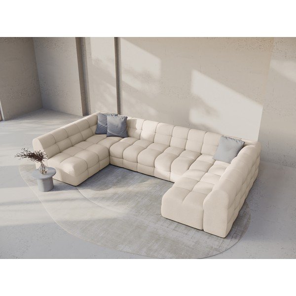 Smėlio spalvos kampinė sofa („U“ formos) Kendal – Micadoni -image-1