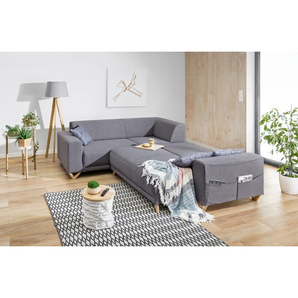 Pilkos spalvos sulankstoma/su sandėliavimo vieta kampinė sofa (su kairiuoju kampu/„L“ formos) Classy Sophie – Miuform-image-4