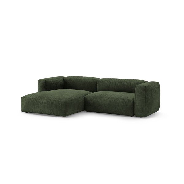 Žalios spalvos sulankstoma modulinė kampinė sofa iš velveto (su kairiuoju kampu/su gultu) – Micadoni -image-4