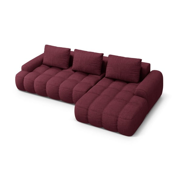 Bordo spalvos sulankstoma/su sandėliavimo vieta kampinė sofa (su dešiniuoju kampu/su gultu) Linz – Cosmopolitan Design-image-3